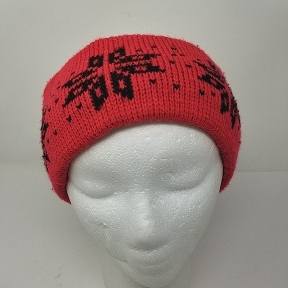 Vintage Winter Snow Ear Warmer Headband Snowflake Pattern Pink - Picture 2 of 9